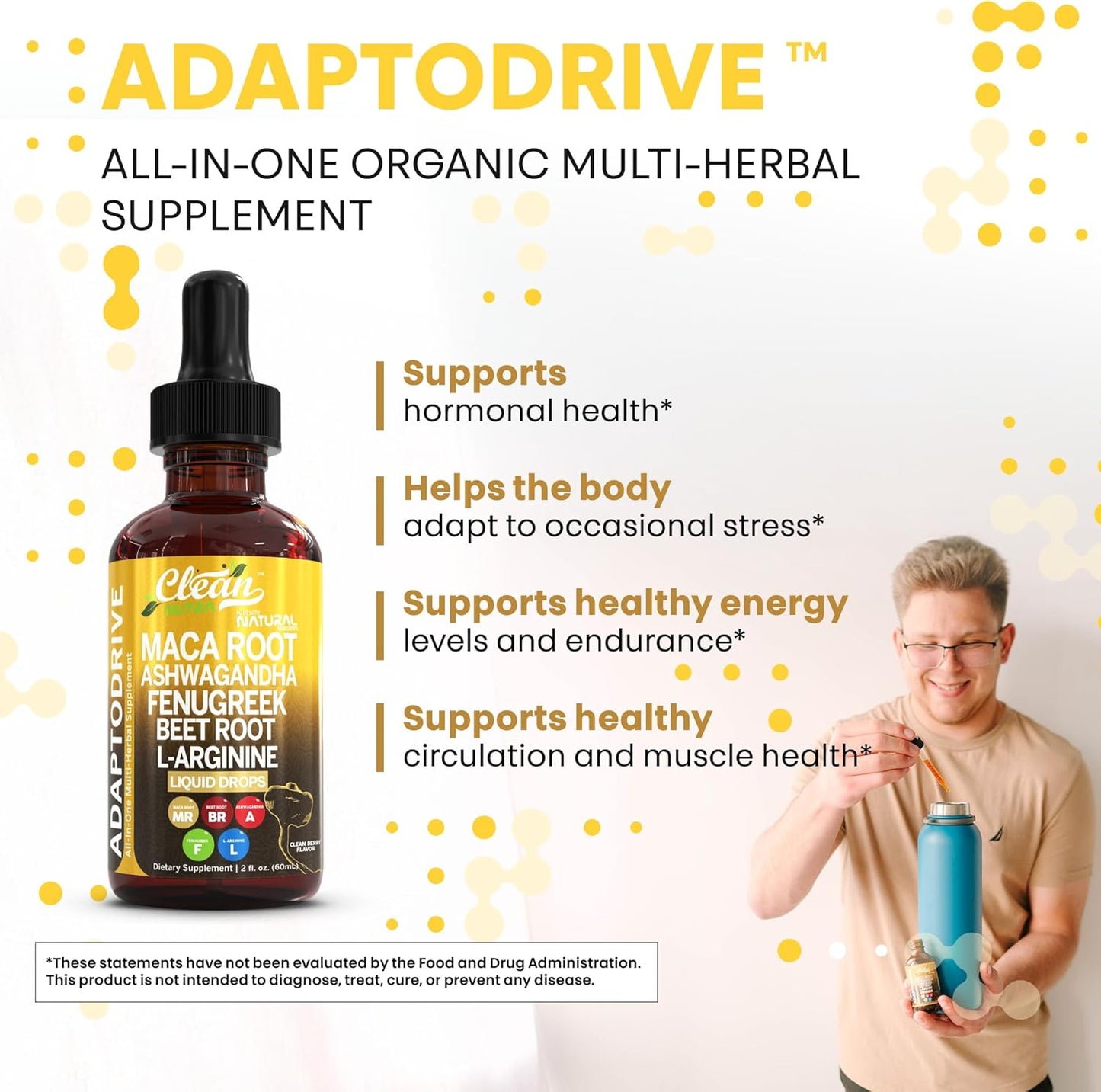 Adapto Drive Organic Maca Root Liquid Drops โ Energy, Hormone Balance & Vitality Support โ Liquid Multivitamin for Women & Men