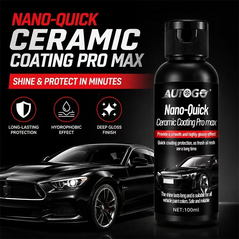 AUTOGO Nano-Quick Ceramic Coating Pro Max - Fast-Drying Hydrophobic Car Coating, Deep Gloss & Long-Lasting Protection (60ml/100ml)