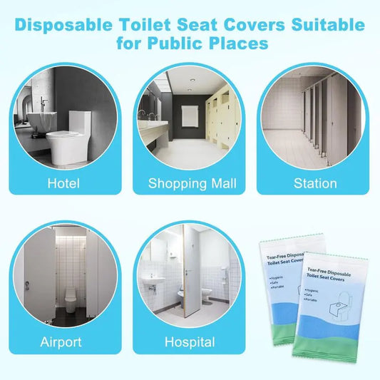10 Packs Tear-Free Disposable Toilet Seat Covers - 16x24" Waterproof Non-Slip for Travel, Public Restrooms & Outdoors (Individual Package)