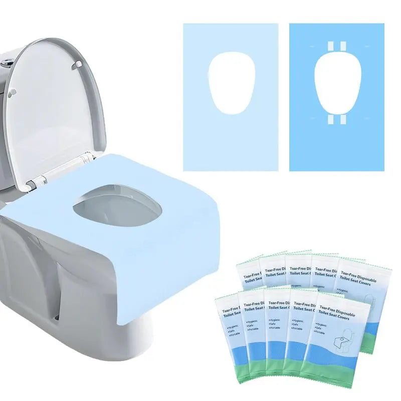 10 Packs Tear-Free Disposable Toilet Seat Covers - 16x24" Waterproof Non-Slip for Travel, Public Restrooms & Outdoors (Individual Package)