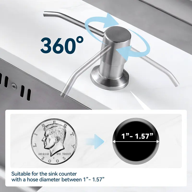Sink Soap Dispenser with 47" Extension Tube β Stainless Steel Built-In Pump for Kitchen & Bathroom