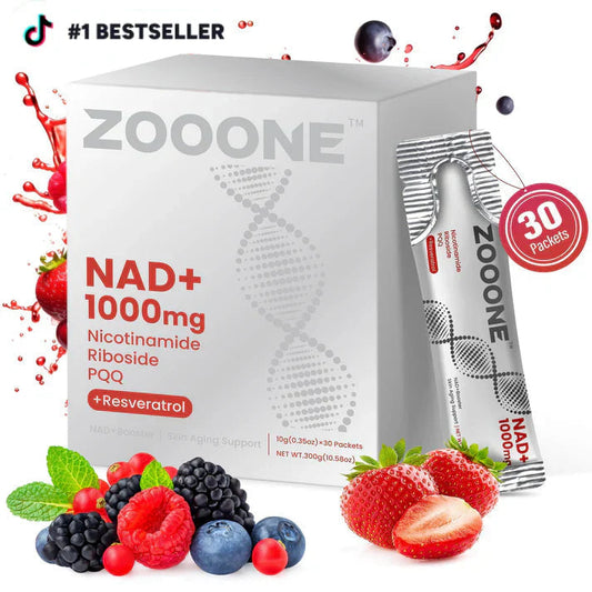 ZOOONE NR1000 NAD+ Drink Mix - Berry Flavor for Cellular Energy, Focus & Skin Aging Support - 30 Pack
