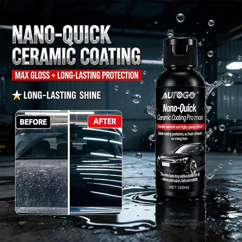 AUTOGO Nano-Quick Ceramic Coating Pro Max - Fast-Drying Hydrophobic Car Coating, Deep Gloss & Long-Lasting Protection (60ml/100ml)