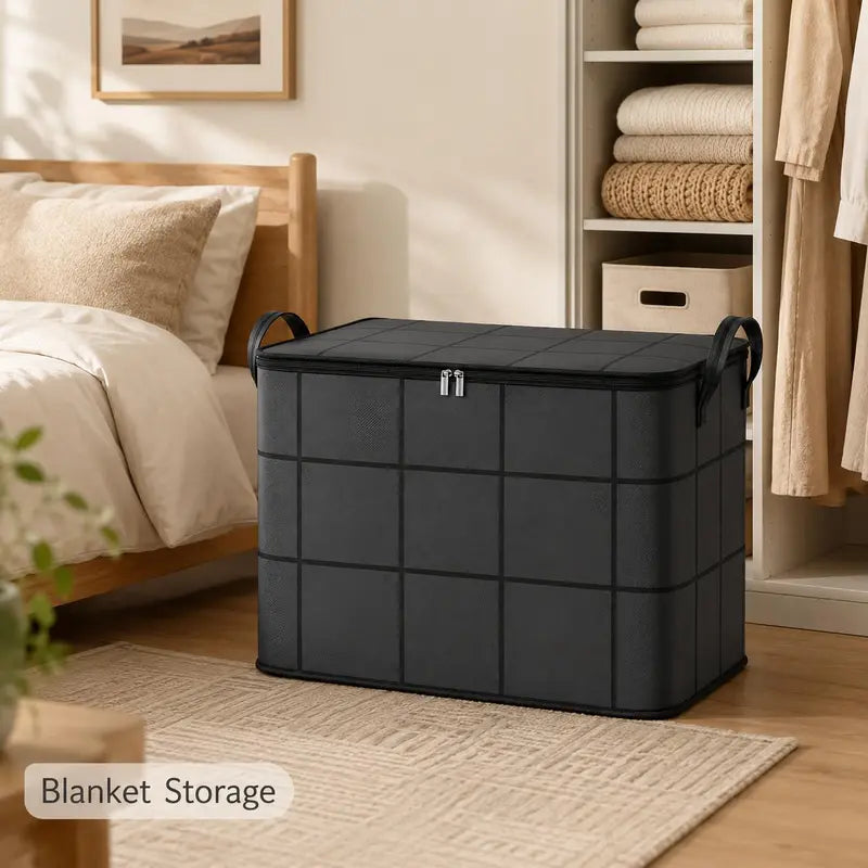 Large Storage Bin with Zipper — Foldable Moving Bag for Blankets, Bedding & Clothes，Large capacity 180L：23.62"× 19.69" × 27.56"