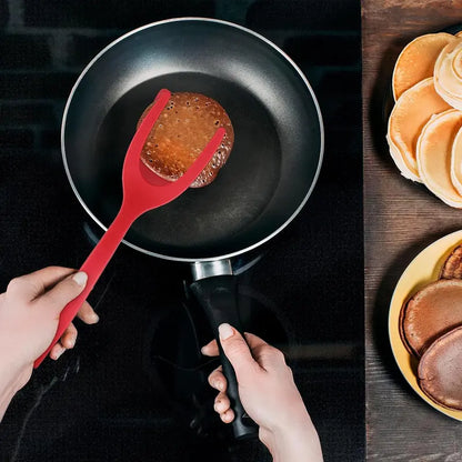 2-in-1 Silicone Turner and Spatula Tong – Egg Flipper, Versatile Kitchen Cooking Tool for Eggs, Pancakes, French Toast & Omelets- Kitchen Utensils