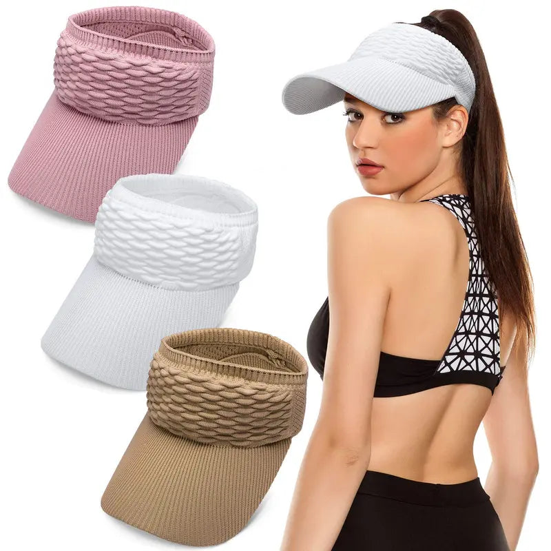 Women's Sun Visor Hat  — Open-Top Ponytail Cap, UV Protection, Foldable & Breathable