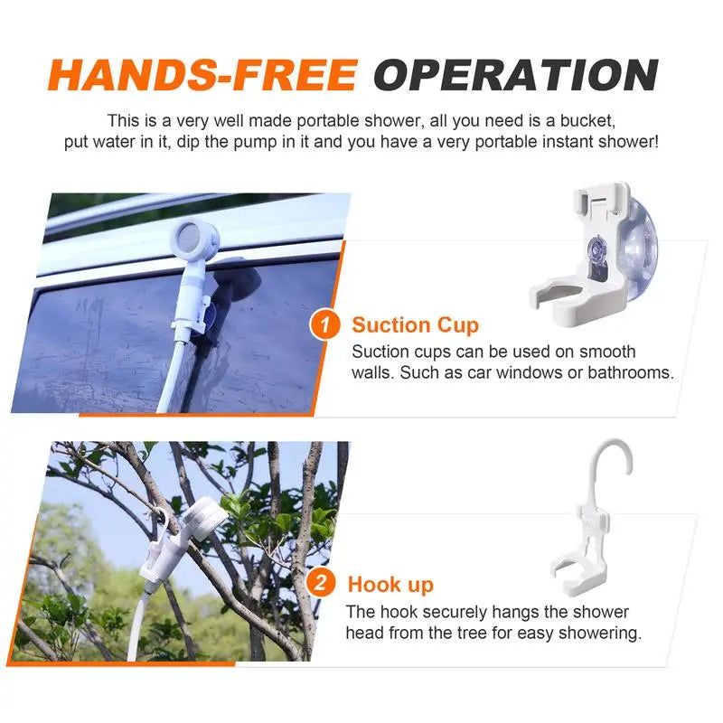 Portable Handheld Electric Shower - Outdoor Camping Shower Pump for Hiking, Pet Bathing & Car Washing