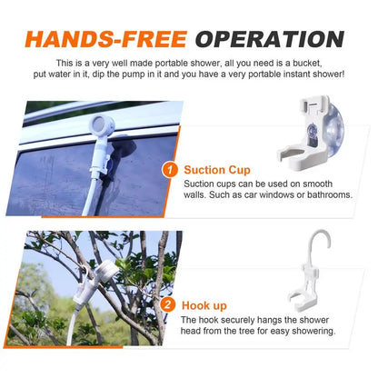 Portable Handheld Electric Shower - Outdoor Camping Shower Pump for Hiking, Pet Bathing & Car Washing