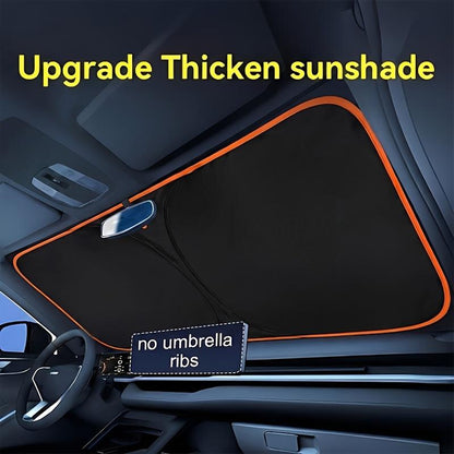 Portable Car Windshield Sunshade, Fabric Heat‑Insulating Sun Visor for Sedan SUV Truck, Summer Travel Camping Car Sun Cover