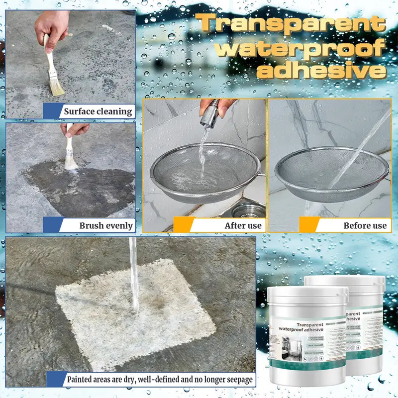 35oz Transparent Waterproof Adhesive Coating - Invisible Sealant, Super Strong Adhesion for Indoor & Outdoor Use
