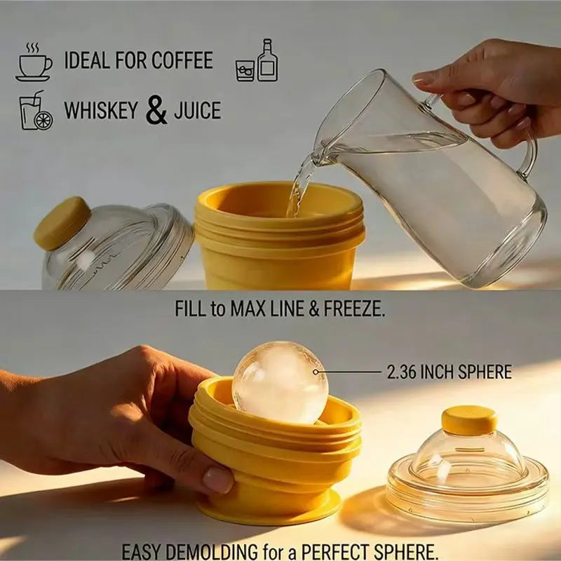 Foldable Silicone Ice Ball Cup with Straw – 2-in-1 Travel Tumbler & Ice Mold