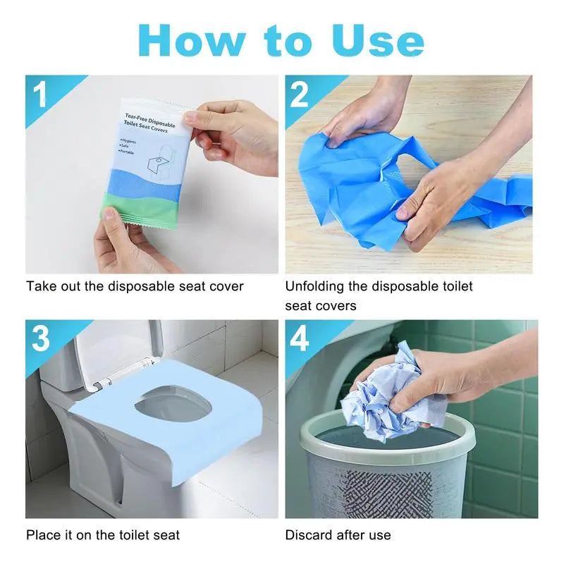 10 Packs Tear-Free Disposable Toilet Seat Covers - 16x24" Waterproof Non-Slip for Travel, Public Restrooms & Outdoors (Individual Package)