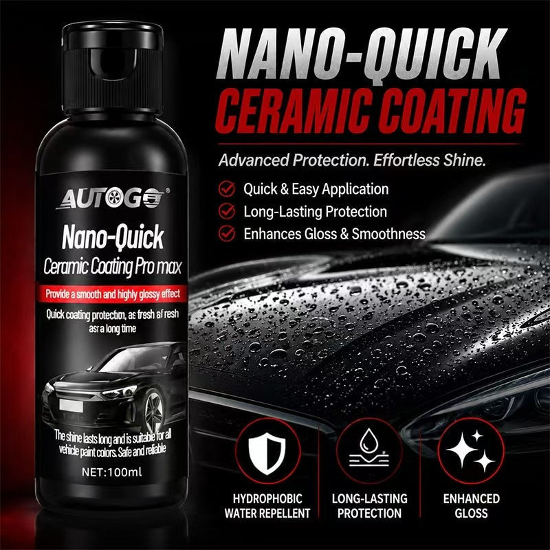 AUTOGO Nano-Quick Ceramic Coating Pro Max - Fast-Drying Hydrophobic Car Coating, Deep Gloss & Long-Lasting Protection (60ml/100ml)