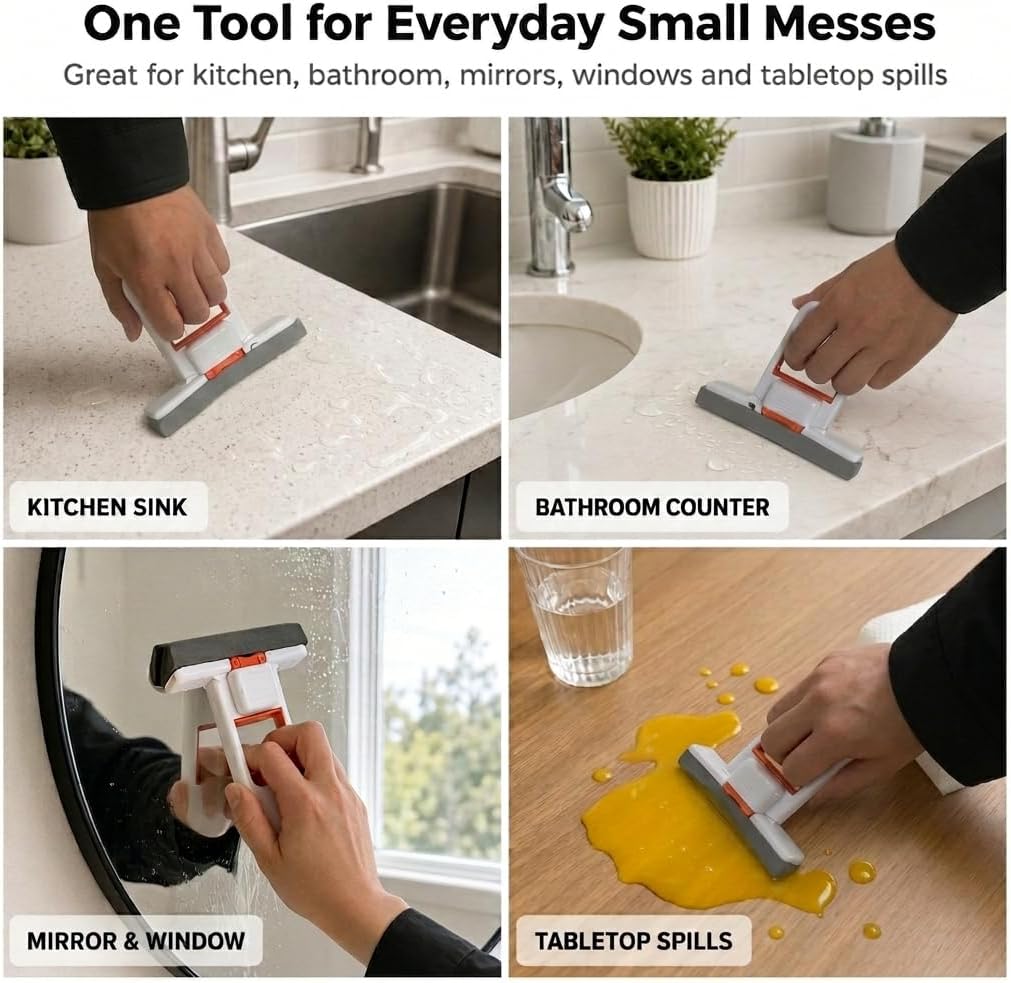 Self-Squeezing Mini Mop, Portable Foldable Handheld Mop for Counter
