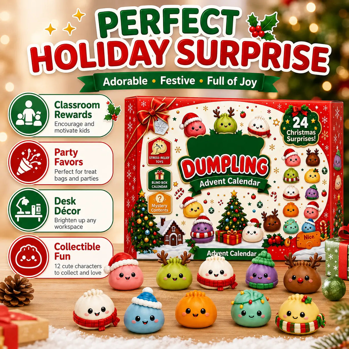 Sports & Outdoor Dumpling Squishy Advent Calendar 24