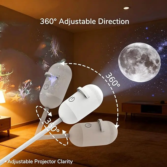 Galaxy Projector 2-in-1 — Starry Sky Night Light with , USB Powered, 360° Adjustable