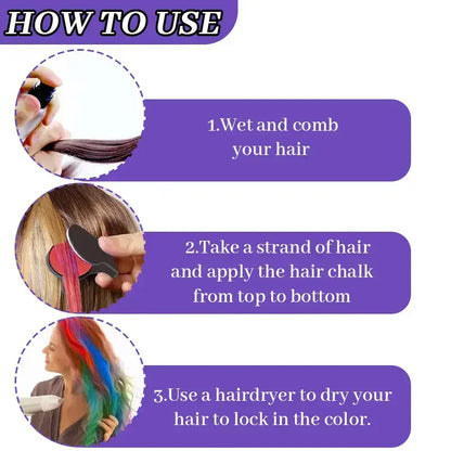 Washable Temporary Hair Chalk Set – 6–12 Vibrant Colors