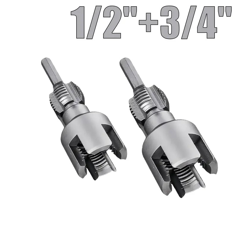 2-in-1 PVC Pipe Thread Cutting Tool — Internal & External Threading, 1/2" & 3/4", Drill-Powered