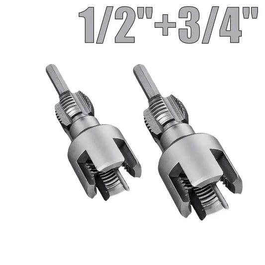 2-in-1 PVC Pipe Thread Cutting Tool — Internal & External Threading, 1/2" & 3/4", Drill-Powered