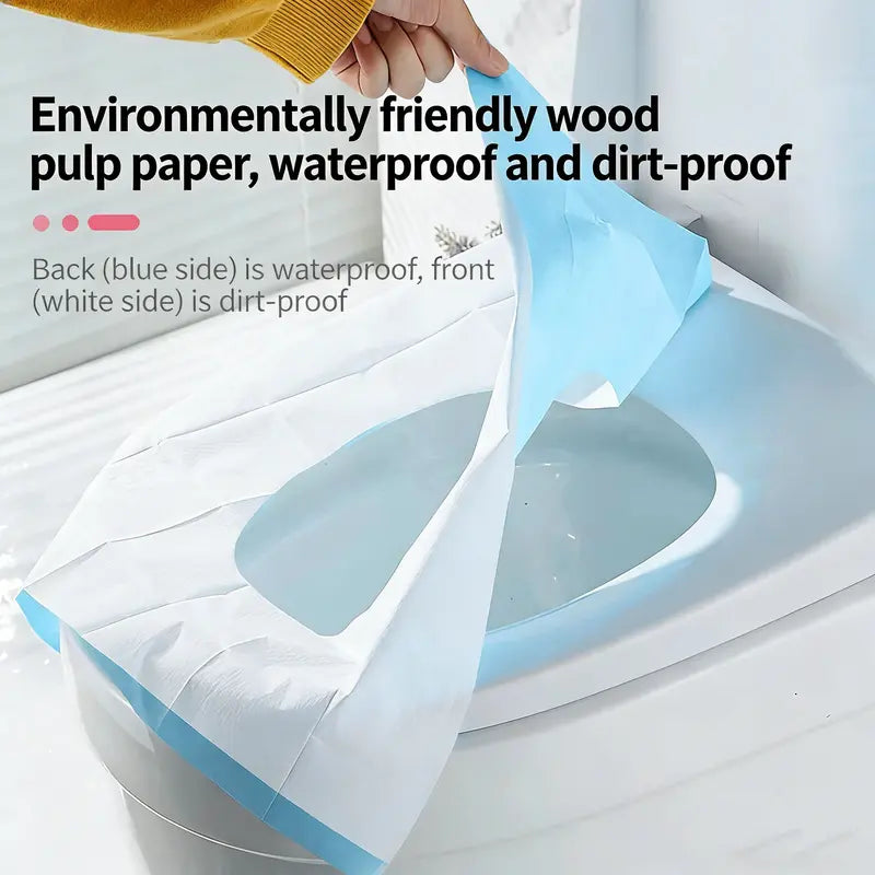 10 Packs Tear-Free Disposable Toilet Seat Covers - 16x24" Waterproof Non-Slip for Travel, Public Restrooms & Outdoors (Individual Package)