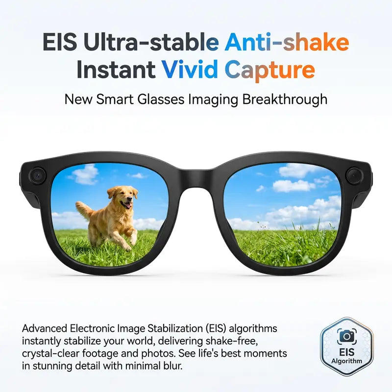 Smart AI Camera Glasses — 8MP Camera, 1080P Video, Real-Time Translation, Bluetooth Voice Control, EIS Anti-Shake