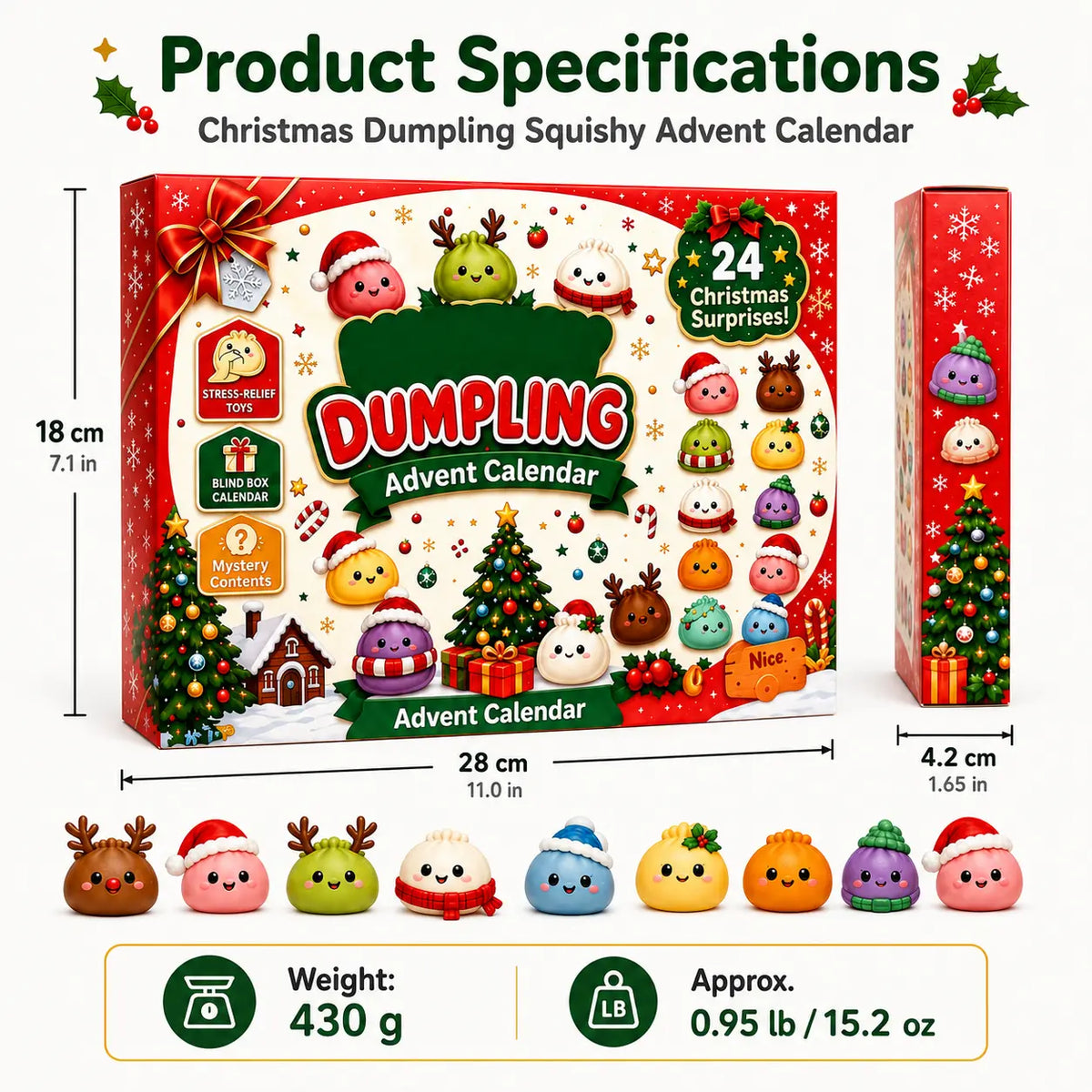 Sports & Outdoor Dumpling Squishy Advent Calendar 24