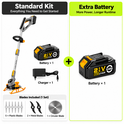 CORVELLAN 3 in 1 Cordless Lawn Care Trimmer 21V with 3 Cutting Heads