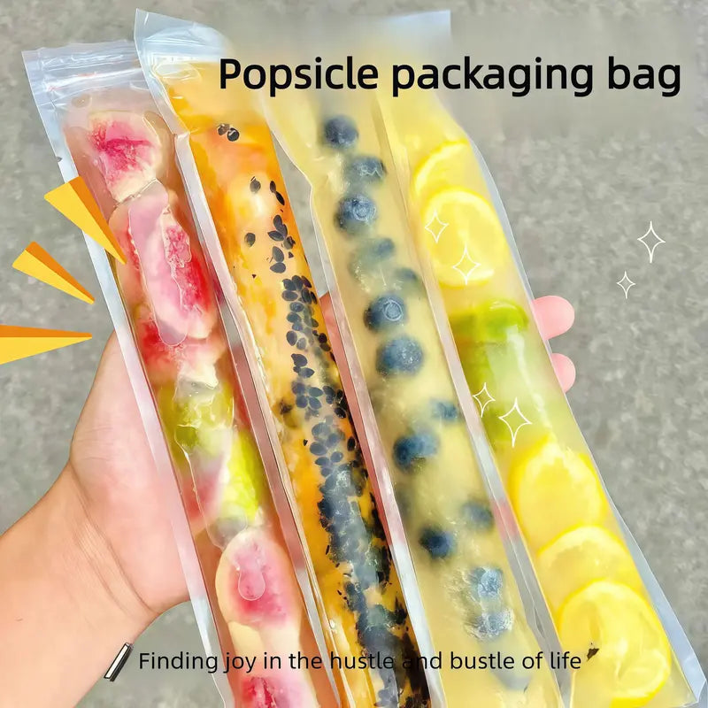 Disposable Popsicle Bags (100 PCS) — Food-Grade Ice Pop Molds for Homemade Frozen Treats