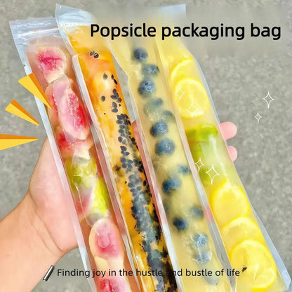 Disposable Popsicle Bags (100 PCS) — Food-Grade Ice Pop Molds for Homemade Frozen Treats