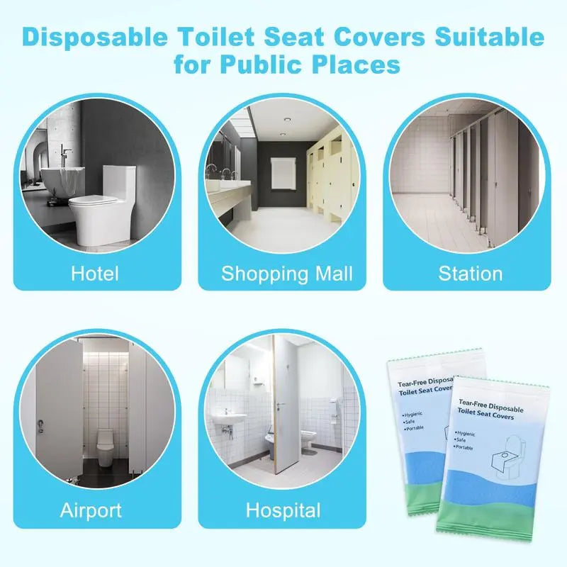 10 Packs Tear-Free Disposable Toilet Seat Covers - 16x24" Waterproof Non-Slip for Travel, Public Restrooms & Outdoors (Individual Package)