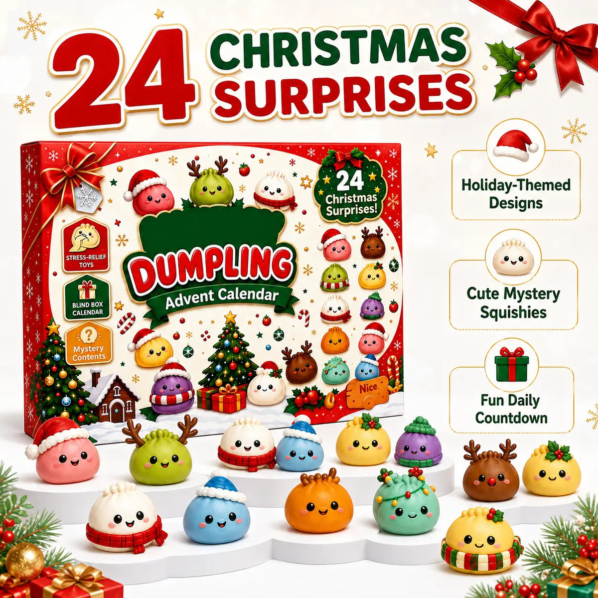 Sports & Outdoor Dumpling Squishy Advent Calendar 24