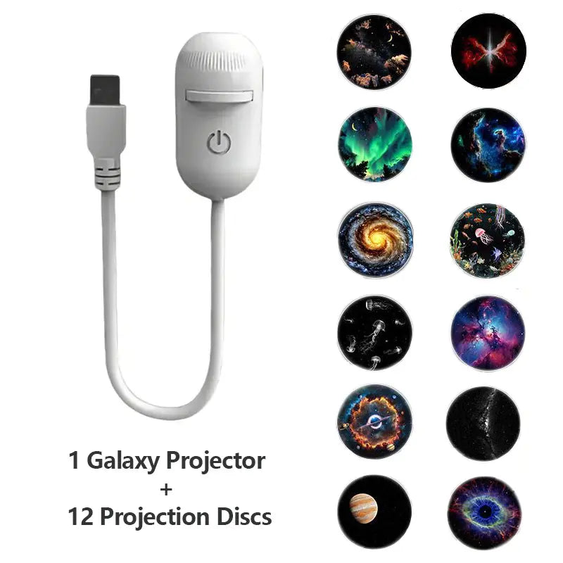 Galaxy Projector 2-in-1 — Starry Sky Night Light with , USB Powered, 360° Adjustable