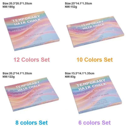 Washable Temporary Hair Chalk Set – 6–12 Vibrant Colors