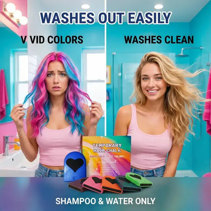 Washable Temporary Hair Chalk Set – 6–12 Vibrant Colors