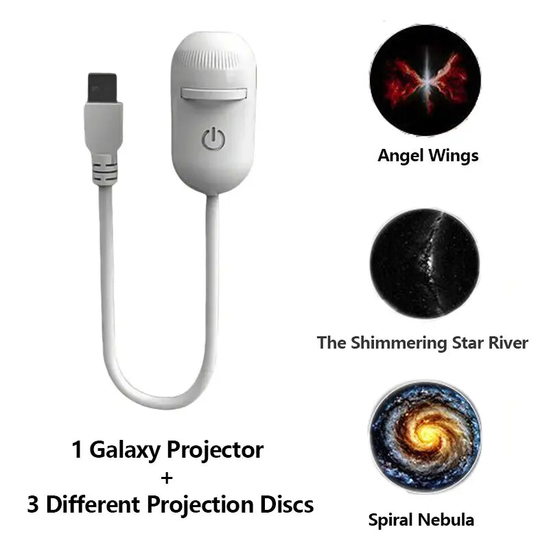 Galaxy Projector 2-in-1 — Starry Sky Night Light with , USB Powered, 360° Adjustable