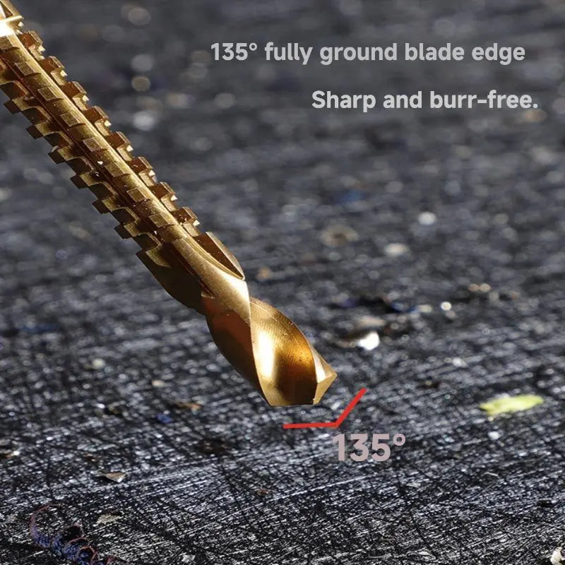 6-Piece Titanium-Plated High-Speed Steel Drill Bit Set - All-in-One Saw & Drill for Wood, Metal, Plastic