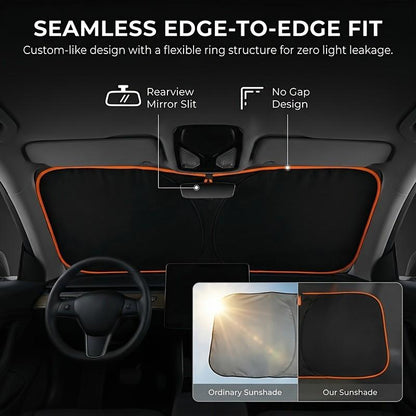 Portable Car Windshield Sunshade, Fabric Heat‑Insulating Sun Visor for Sedan SUV Truck, Summer Travel Camping Car Sun Cover
